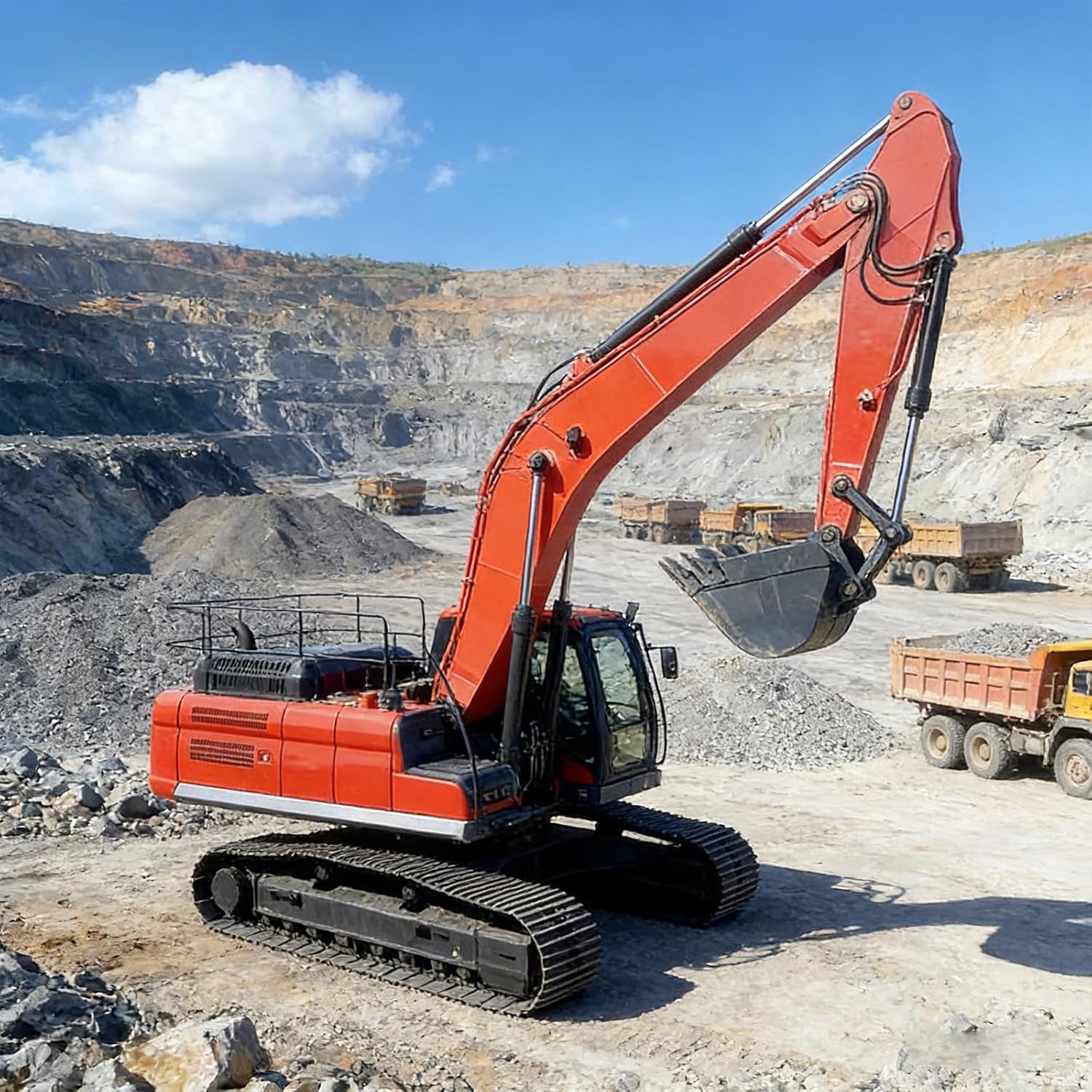 Heavy Duty Excavator, Crawler Excavator, Hydraulic Excavator – Reinforced Boom Machine for Mining and Rock Breaking Operations