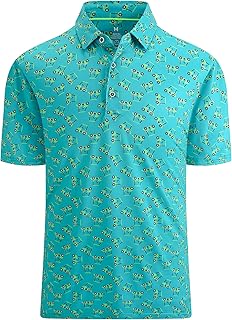 Golf Shirts for Men Super Stretch Jacquard Dry Fit Golf Polo Moisture Wicking Short Sleeve Polo Shirts for Men