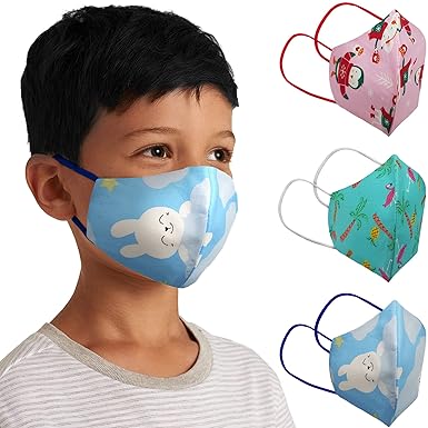 PRIVIU 100% Cotton Reuseable Face Mask (Multicolor, Without Valve, Pack of 3) for Kids | For 3 - 6 Years | Breathable and Soft Fabric | For Girls and Boys