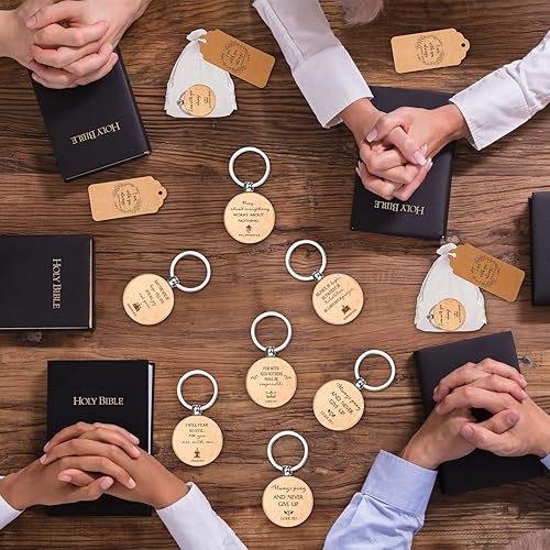 Vista 6 de Tatuo 30 Sets Christian Keychains Bulk Gifts for Church Bible Verse Keychain Prayer Journal Religious Party for Women Men