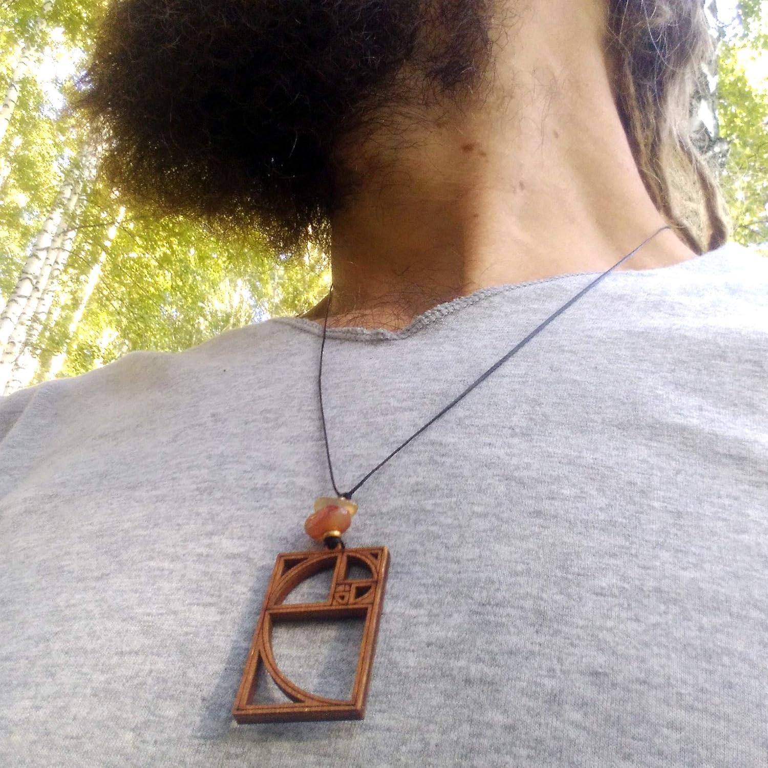 Golden Ratio Pendant, Phi Necklace, Fibonacci Sriral Necklace, Sacred Geometry, Fractal Art Jewelry