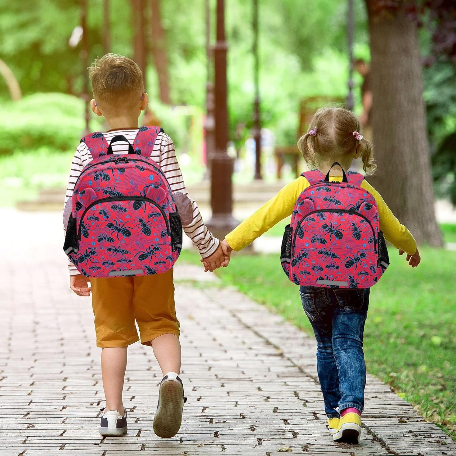 Tiny Animal Red Pattern Toddler Harness Backpack for Boys Girls 3-6 Years Kids Backpack with Anti Lost Safety Leash Child Leash Backpack for Preschool Walking Travel