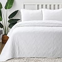 Vista 14 de Cozy Line Home Fashions - Juego de edredón de cama de algodón 100% Victoriano con medallón sólido blanco, matelassé, grabado, reversible, ligero