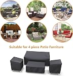 STARTWO Outdoor Waterproof Patio Furniture Covers 4-Piece Set for Chairs 32in, Loveseat 56in, Coffee Table 45in, Heavy Duty 600D, Black