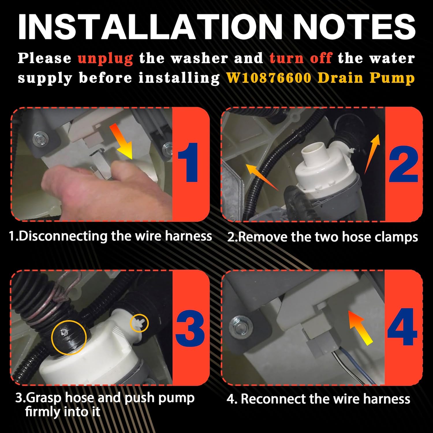 Upgraded W10727777 B25-3A04 Washer Drain Pump,Compatible with Whirl-pool,Ken-more,May-tag,Cros-ley Top Loader Washing Machine, Replaces W10876600 W10876600VP AP6004933 PS11738156 4455877
