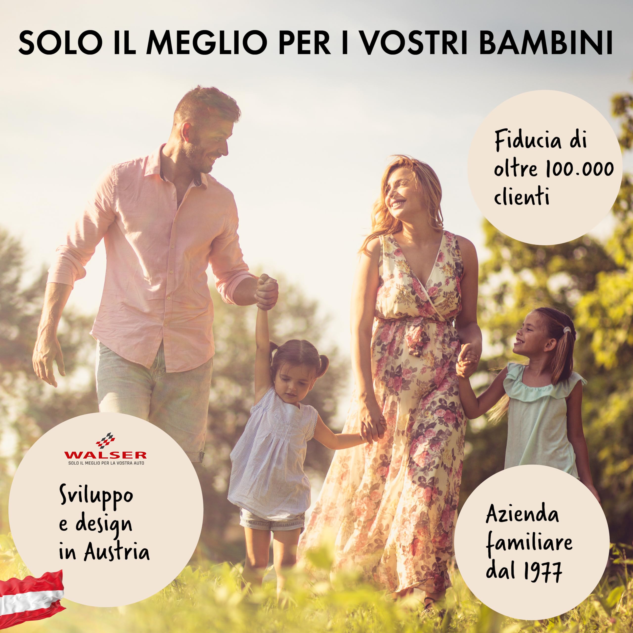 WALSER seggiolino auto ISOFIX, seggiolino auto 125-150 cm, sedile veicolo Raffi ultima norma 2024 ECE R 129, sedile veicolo bambino nero/grigio