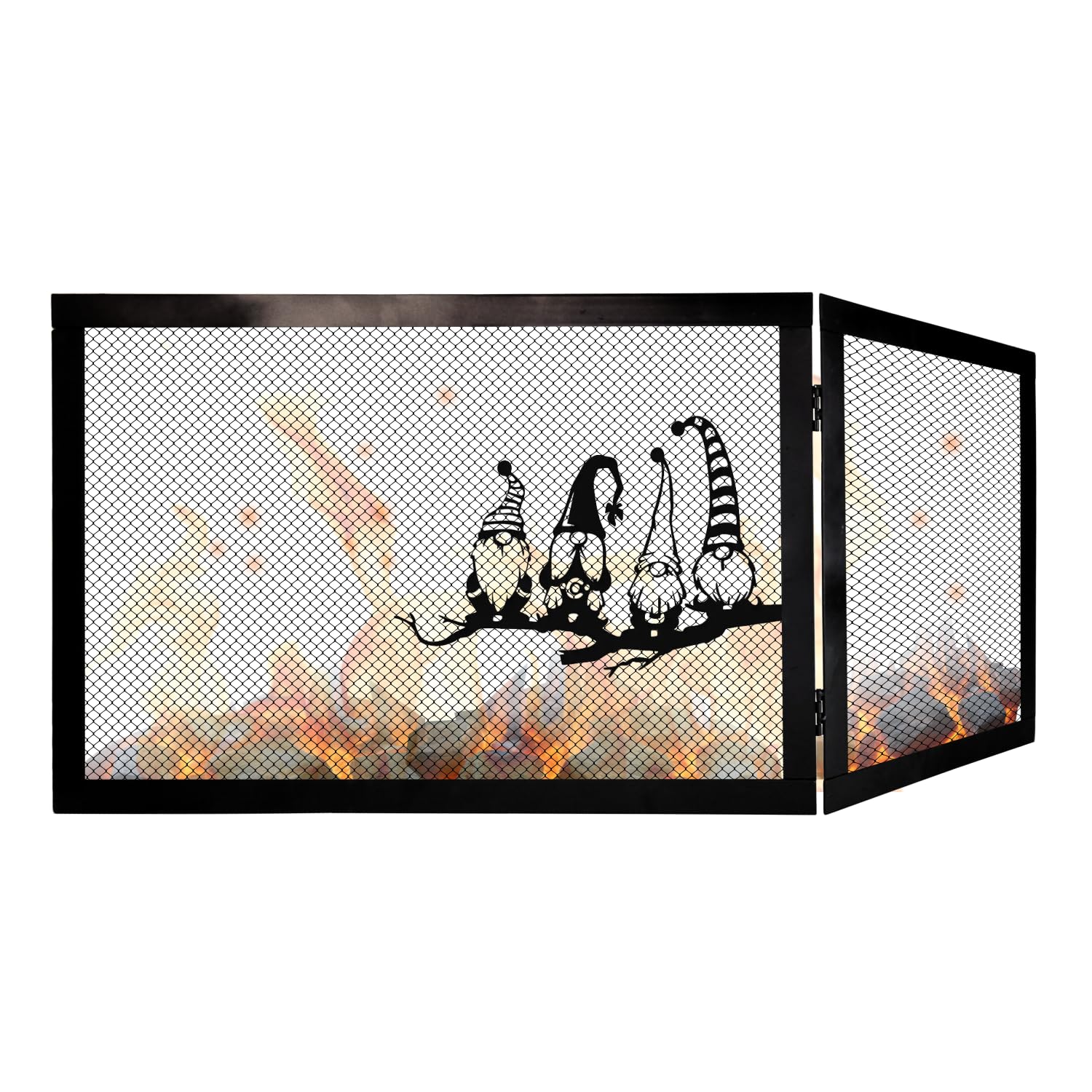 Parchispas para chimenea angular reversible 90 x 50 x 50 cm, modelo Dolomite Gnomi – Pantalla protectora para chimenea de hierro forjado, diseño elegante, protección contra incendios y chispas