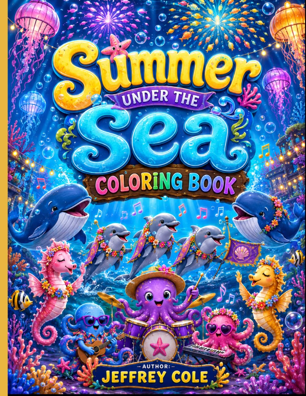 Summer Under the Sea Coloring Book: Bold & Easy Ocean Animal Coloring Pages with Tropical Beaches, Surfing Adventures, and Cute Sea Life Fun for Kids