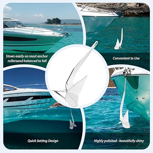 Miniatura 6 de Heavy Duty DeltaWing Style Boat Anchor,316 Stainless Steel,Premium Marine Grade Polished