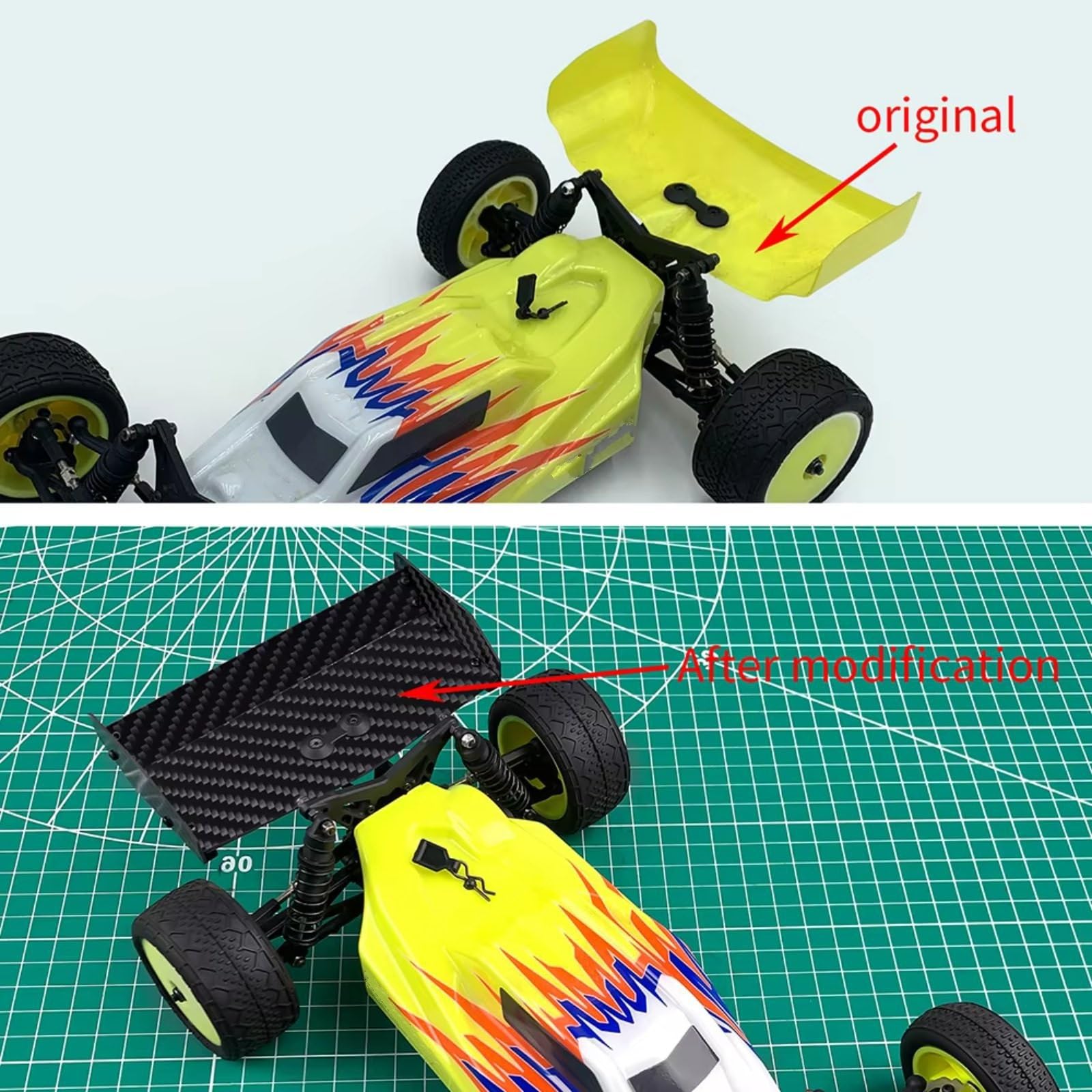 Pour Mini-B 2WD 1/16 1 Kit D'aileron Arrière Fibre Carbone Pour Buggy/camion RC pièces De Rechange RC Voitures Pièces