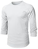 Mens Vintage Baseball Raglan 3/4 Sleeve Plain Casual Tee Basic Active T Shirts