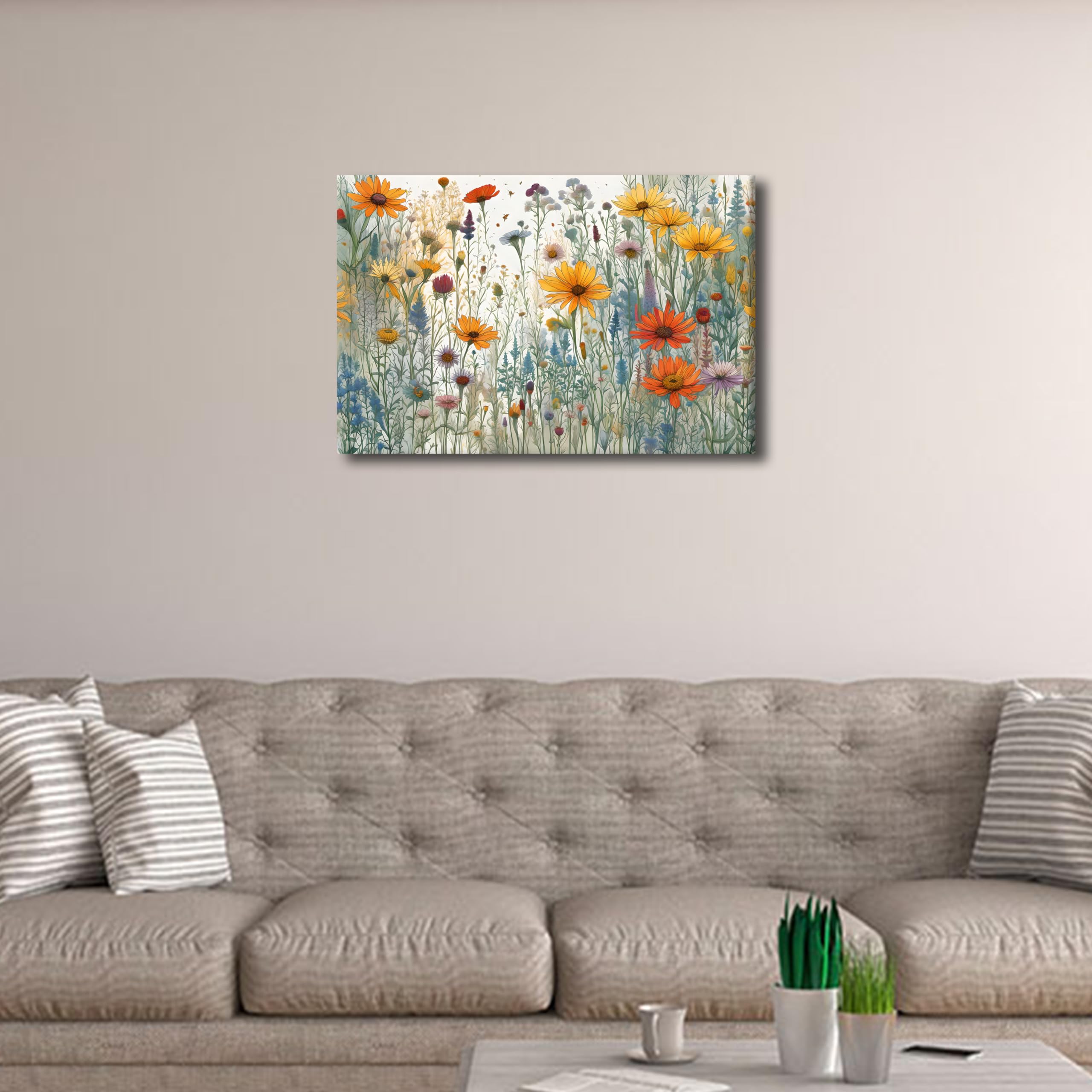 TISHIRON Canvas Wall Art for Living Room Plant Modern Home Decor Botanical HD Printed Posters Artwork for Bedroom Office Flowers Wall Art Painting Bathroom Pictures Ready to Hang - Image 4