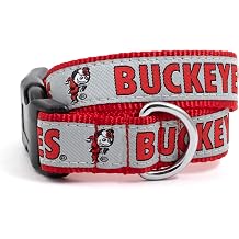 THE WORTHY DOG Ohio State Adjustable Dog Collar, for Large Dogs, Brutus