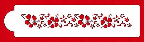 Designer Stencils C130t - Plantilla lateral de pastel de hibisco, beigesemitransparente