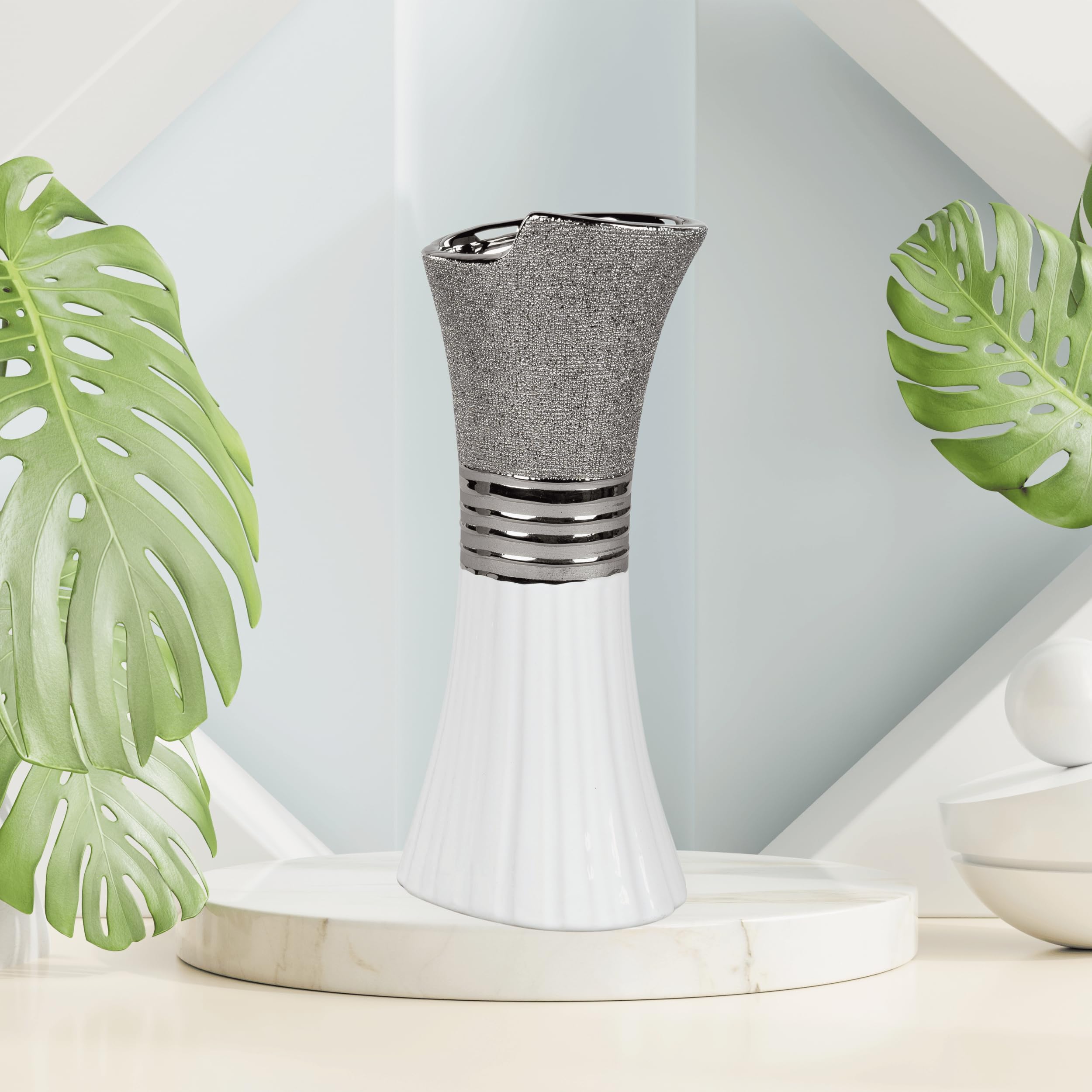 Fisura - Vase Décoratif Moderne Please Don't Die. Vase à Fleurs Avec Message. Vase En Ceramique Blanc Et Gris Vase Original 91778897