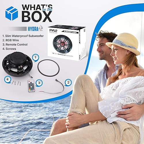 Miniatura 2 de Pyle - Subwoofer marino delgado de 12 pulgadas, 500 W, 4 ohmios, impermeable, sistema de altavoces para barcoautomóvil, cono de polipropileno de