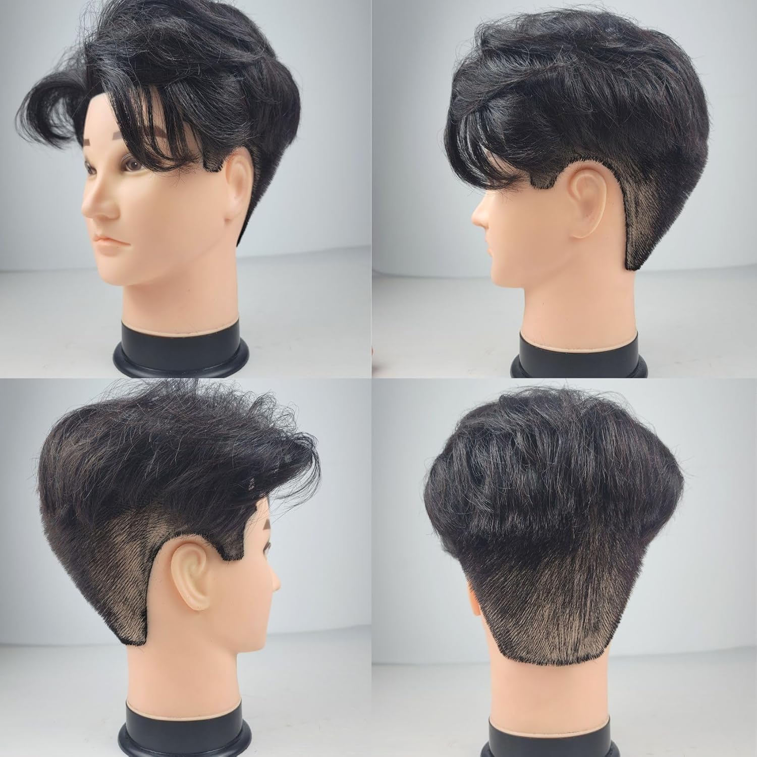 Male Mannequin Head with Human Hair,Barber Practice Mannequin Head for Hair Cutting,Hairstyling,Cosmetology Training Manikin Head with Stand
