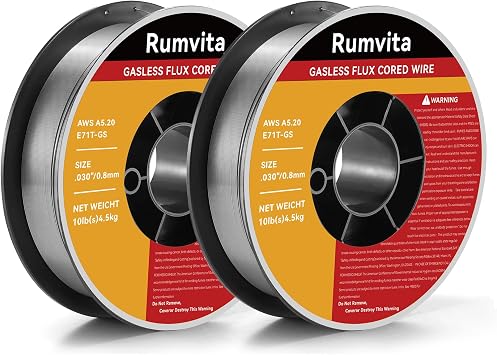 Flux Core Welding Wire .035, E71T-GS 035" -Diameter Flux Core Mig Wire | 10-Pound Strong ABS Plastic Spool with Low Splatter Welding Wire 2PCS