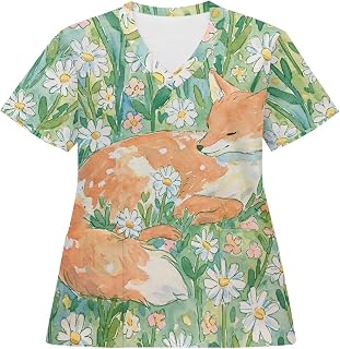 Hawapod Medical Scrub Top for Women V Neck Short Sleeve with Pocket