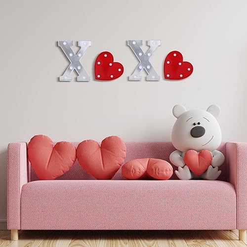 Miniatura 2 de XOXO - Letras con luces LED para el día de San Valentín, letreros del alfabeto, decoración de corazón LED, arte de pared, decoración estética