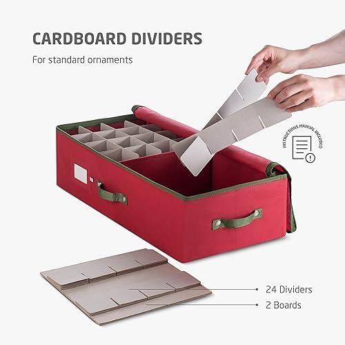 Vista 19 de ZOBER - Caja grande para guardar adornos navideños, con capacidad para 54 adornos y separadores, recipientes de tela no tejida y duraderos