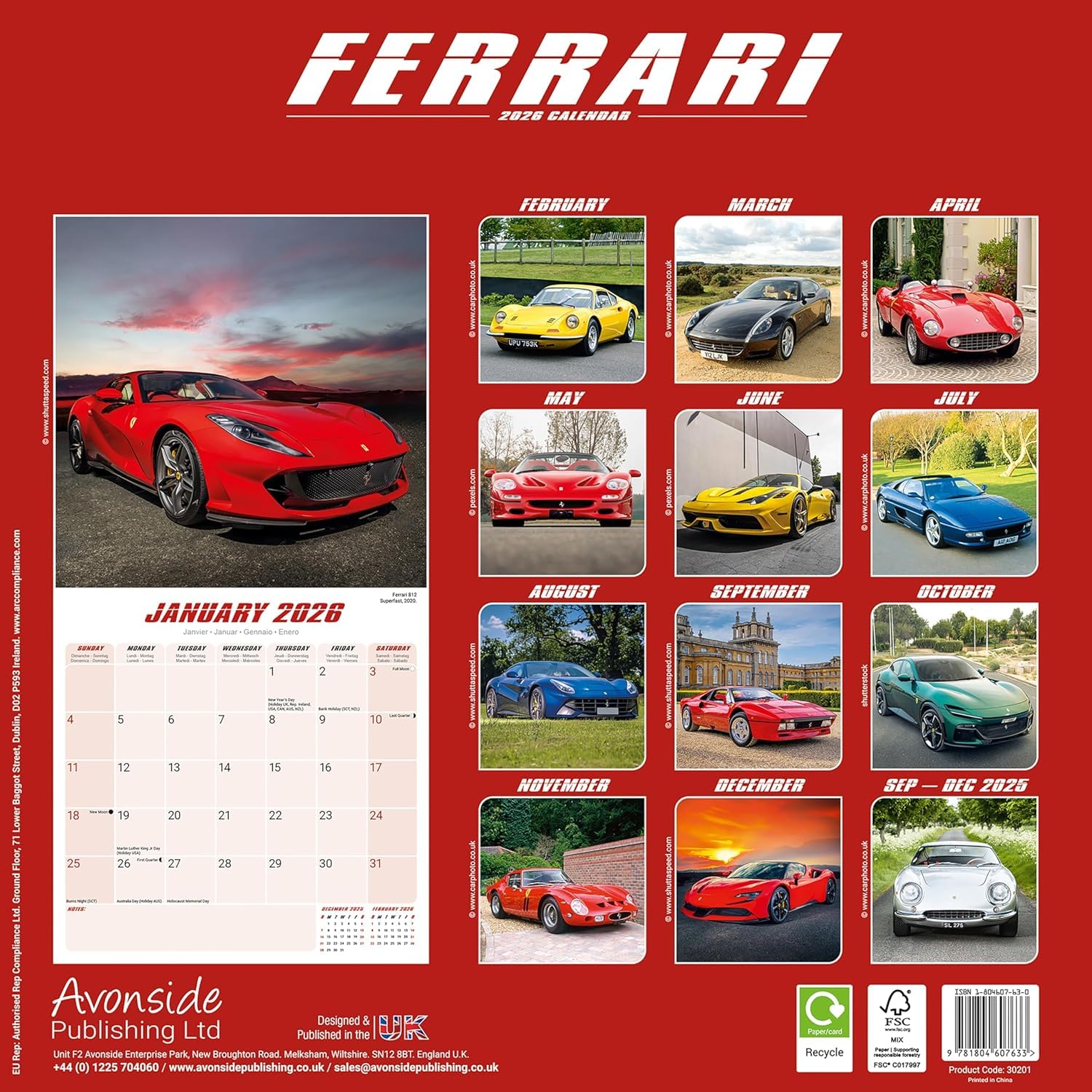 希少フェラーリ2002 Official Ferrari Calendar Ferrari Calendar 2026 | 16 Months | September 2025 to December