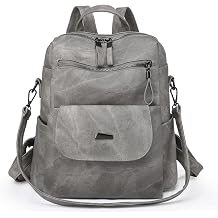 Backpack Purse for Women, PU Leather Backpack Purse, Fashion Travel Anti Theft Backpack, Multipurpose Lightweight Waterproof Convertible Purse Shoulder Bag Handbag, Grey