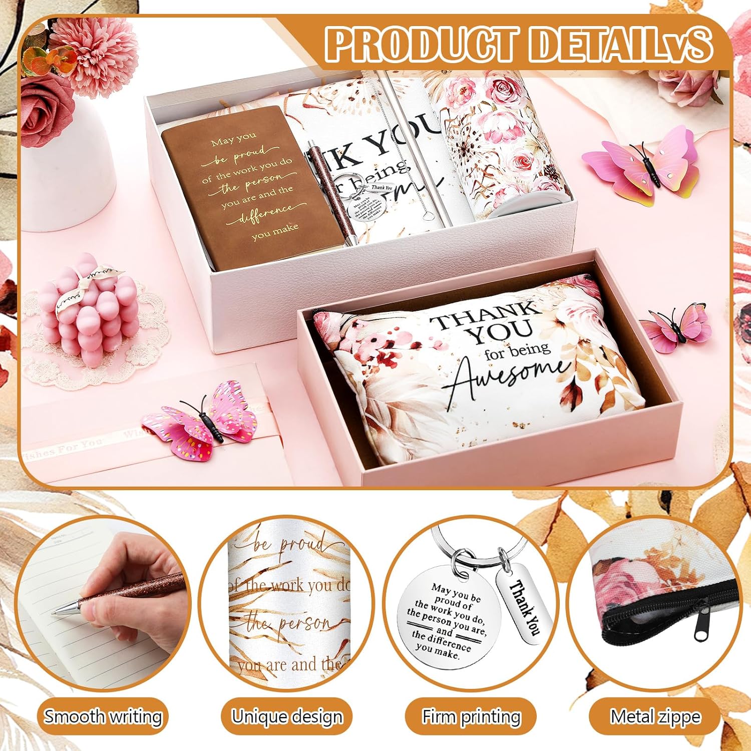 6 Pcs Valentines Day Gifts for Office Coworker Female Women Thank You May You Be Proud Ink Flower Gifts for Employee Staff Volunteer Administrative Professional Assistant(Dream Style) - Image 3