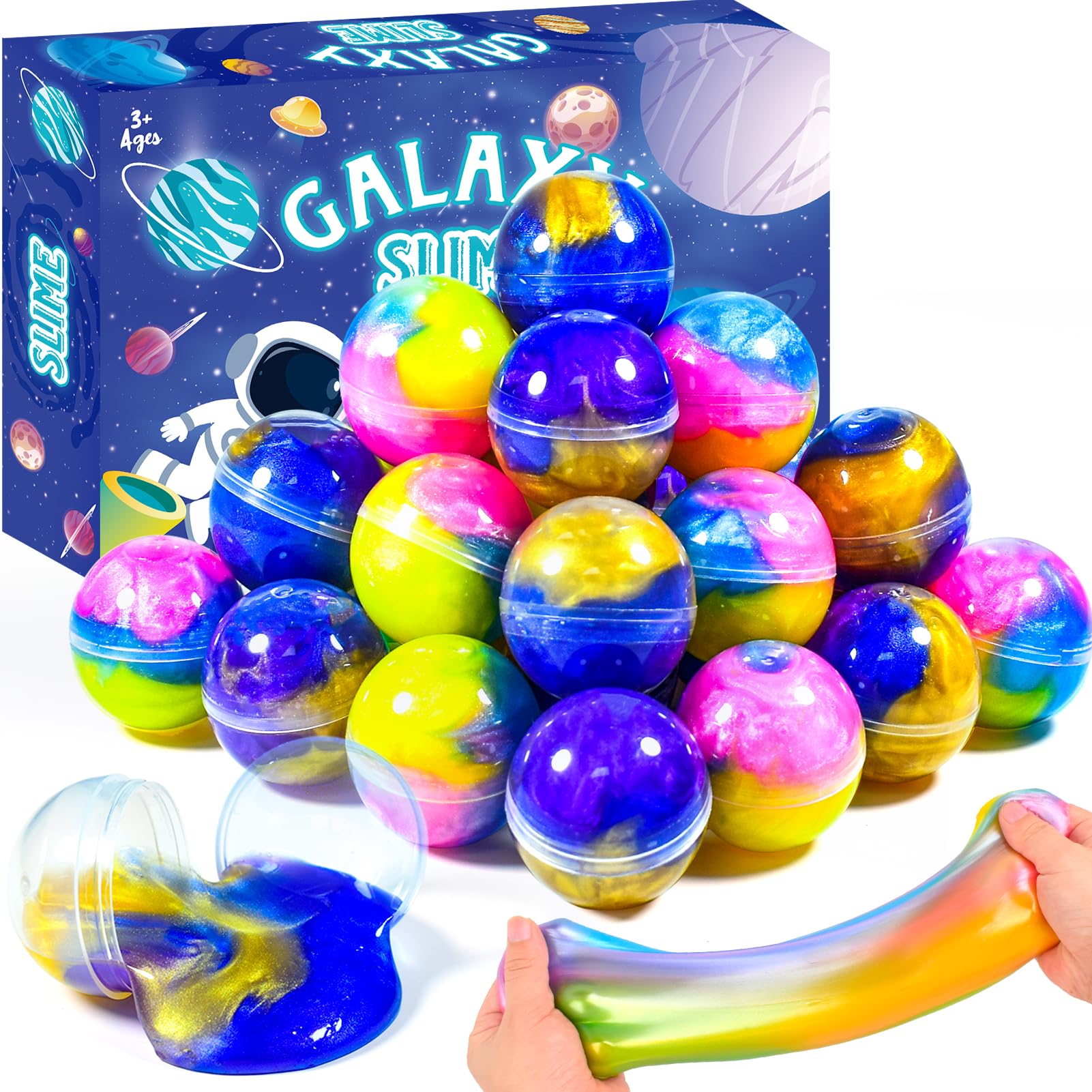 Slime Party Favors,24-Pack Galaxy Slime , Stretchy, Non-Sticky, Mess-Free for Kids, Stress Relief Toys, Party Favors, and Classroom Rewards