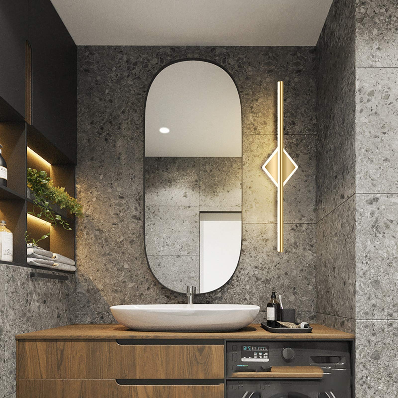 BKSXSOP Modern LED Bathroom Mirror Light - Gold/Black IP44 Waterproof, 3 Color Temperature, 80CM/16W Wall Lamp for Makeup & Bathing Stylish Over Lighting Solution
