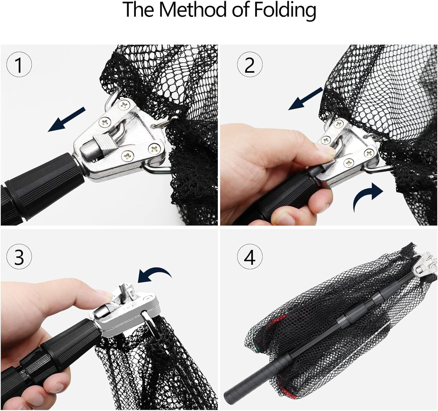 SAN LIKE Fishing Net Fish Landing Nets Ice Fishing Collapsible Telescopic Sturdy Pole Handle for Saltwater Freshwater Extending to 36/43/71/98inches (49inch-Black) : Sports & Outdoors