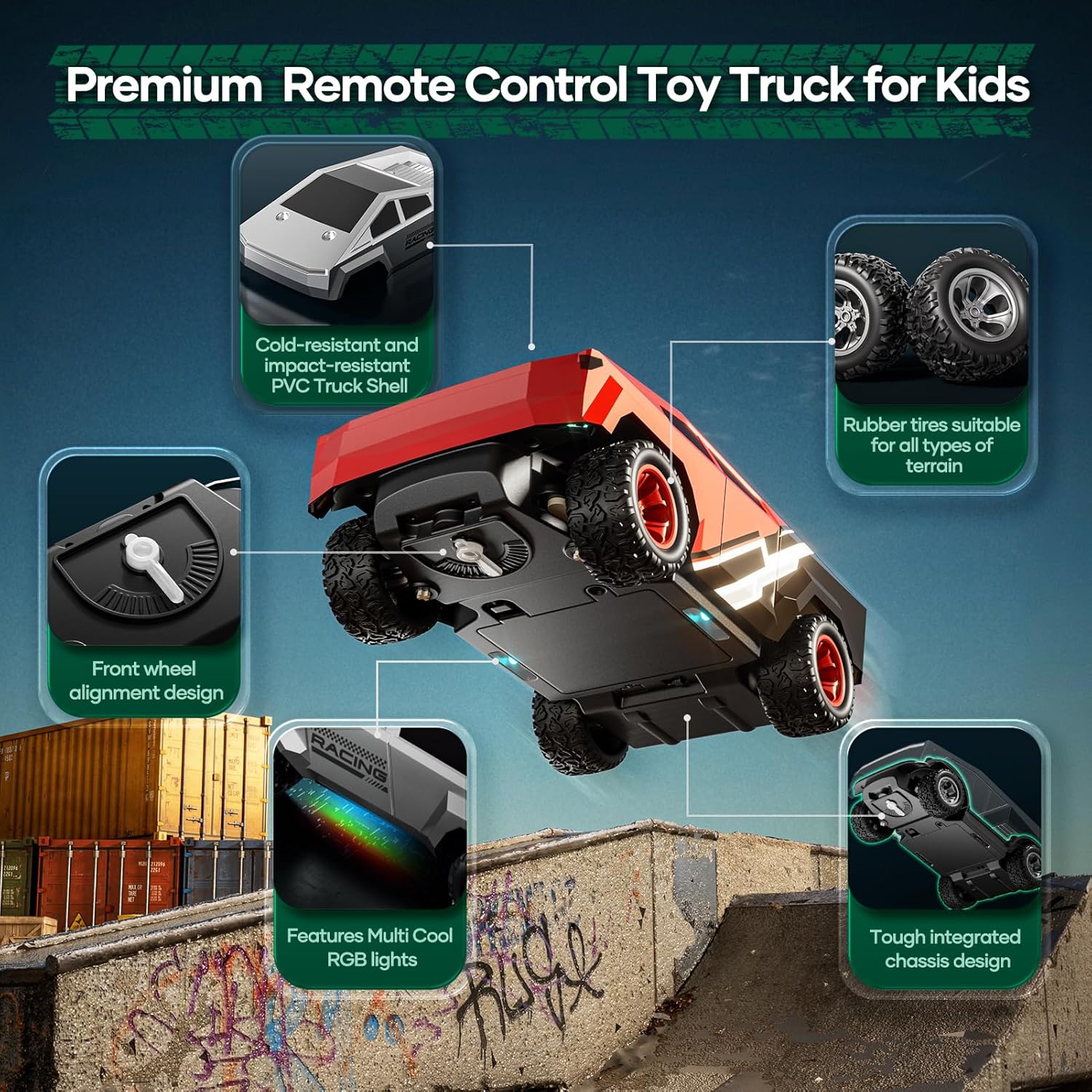 HOMETALL Remote Control Car RC Trucks - 2WD RC Truck Toy RC Cars for All Terrain, 1/24 Scale Pick-up Hobby Monster Truck Toys 2.4GHz Off-Road Vehicles Kids Gifts for Boys/Girls Age 3+, Red