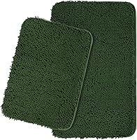 Vista 17 de Yeaban Juego de alfombras de baño verde manzana 2 piezas (20" x 32" y 17" x 24"), tapetes de baño de felpilla gruesa Alfombras de baño absorbentes