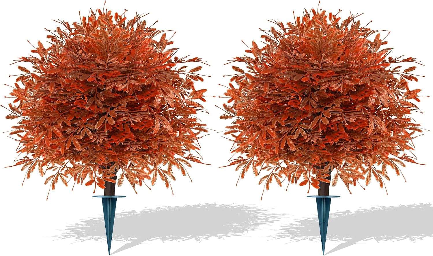 Grooy 2 Pack Artificial Fall Cedar Topiary Trees with Spike