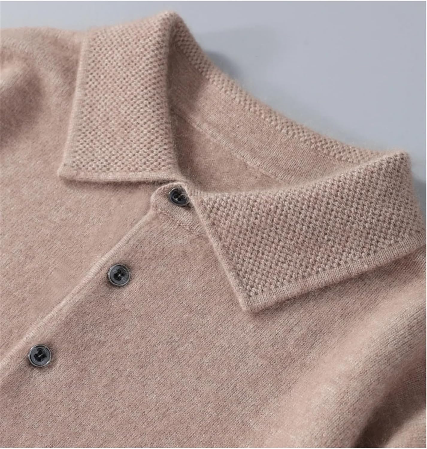 Men's Sweater Polo Neck Mink Cashmere Knitted Sweater Casual Loose Long Sleeve Pullovers