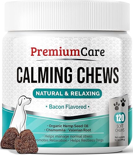 PREMIUM CARE Masticables calmantes para perros fabricados en Estados Unidos ayuda con la ansiedad del perro separación ladrido alivio del estrés PREMIUM CARE Masticables calmantes para perros fabricados en Estados Unidos ayuda con la ansiedad del perro separación ladrido alivio del estrés