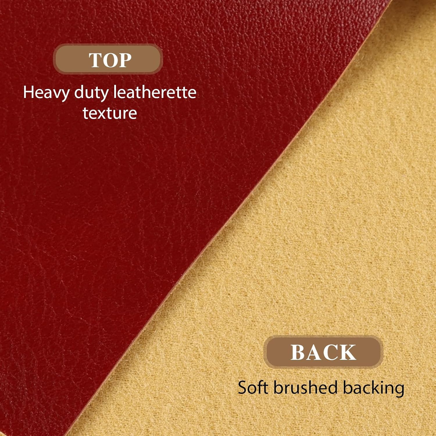 Faux Leather Fabric, Marine Vinyl Upholstery Fabric 54" x 108", 1.05mm Thick Soft Durable Synthetic Material for Sofa Chairs Bags Car Seats Furniture DIY Crafts Sewings, Red