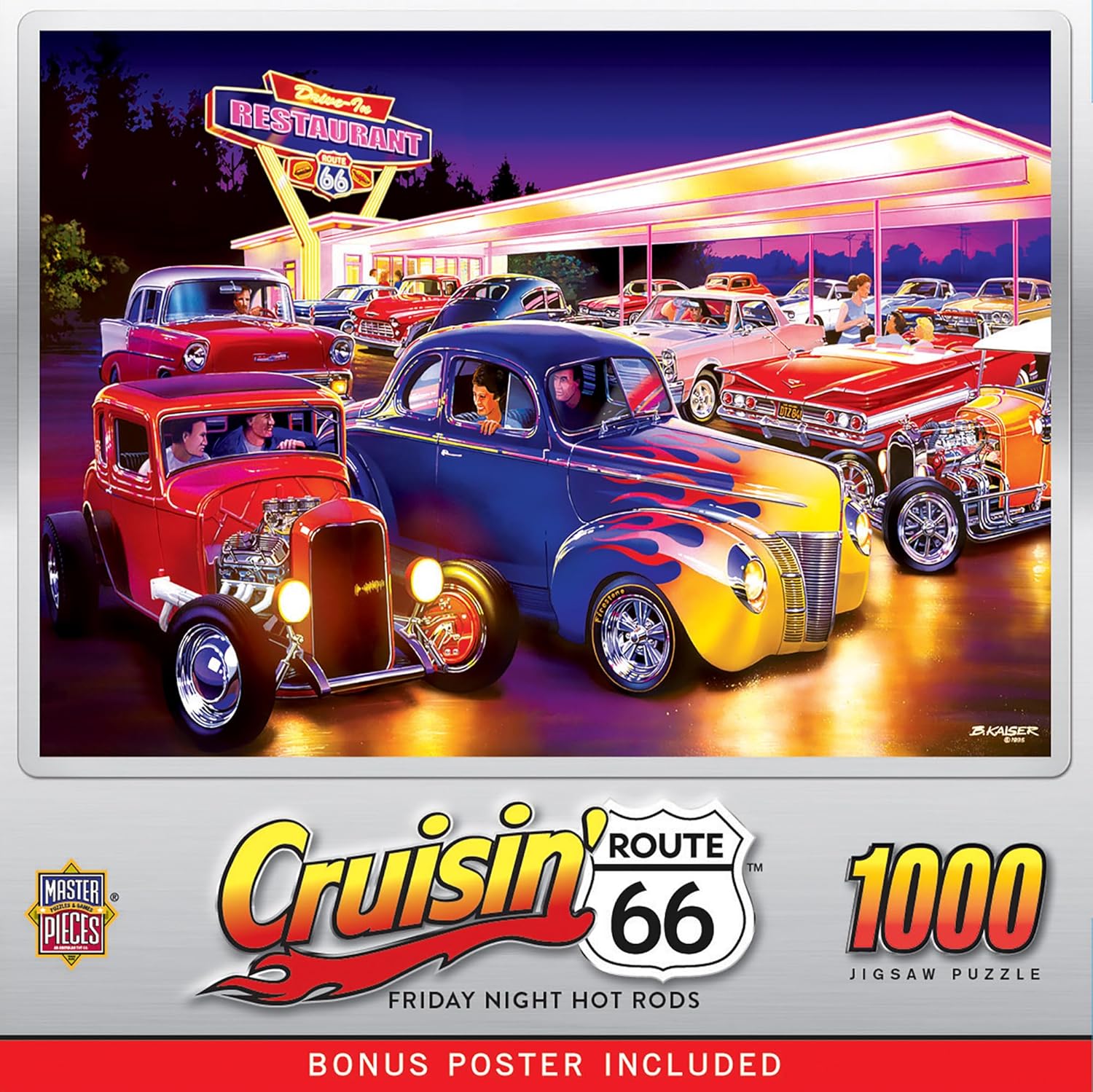 Masterpieces 300 Piece Jigsaw Puzzle for Adults and Families - Friday Night Hot Rods - 19.25"x26.63"