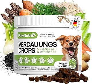 Verdauungs-Drops für Hunde mit Ulmenrinde I Gegen Gras- & Kotfressen, Durchfall & Sodbrennen I Darmflora I Mit Präbiotika & natürlich I ca. 120 STK. (1)