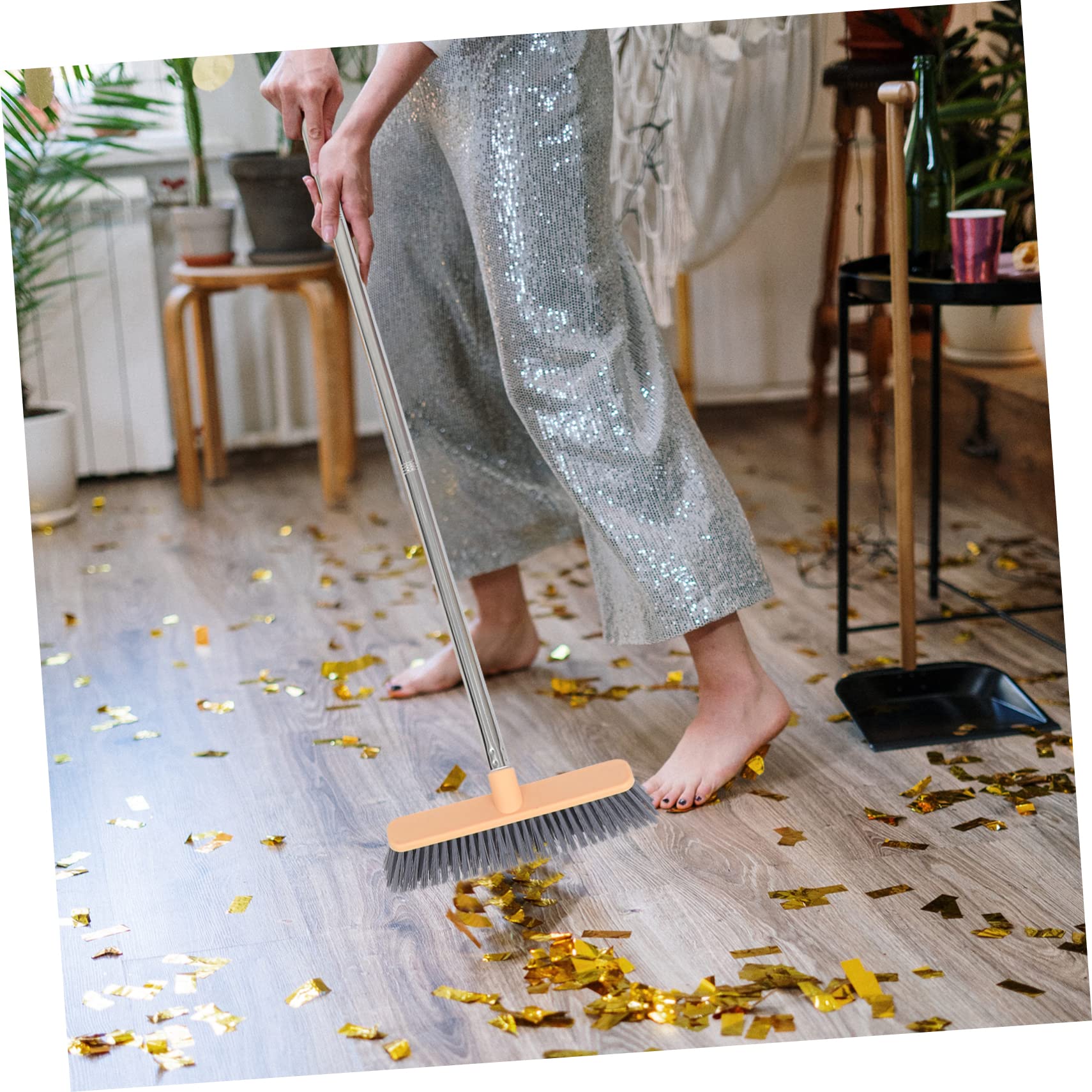 KOMBIUDA 6008 Orange Floor Brush Scrub Broom for Floors Cleaning Broom Supply Lightweight