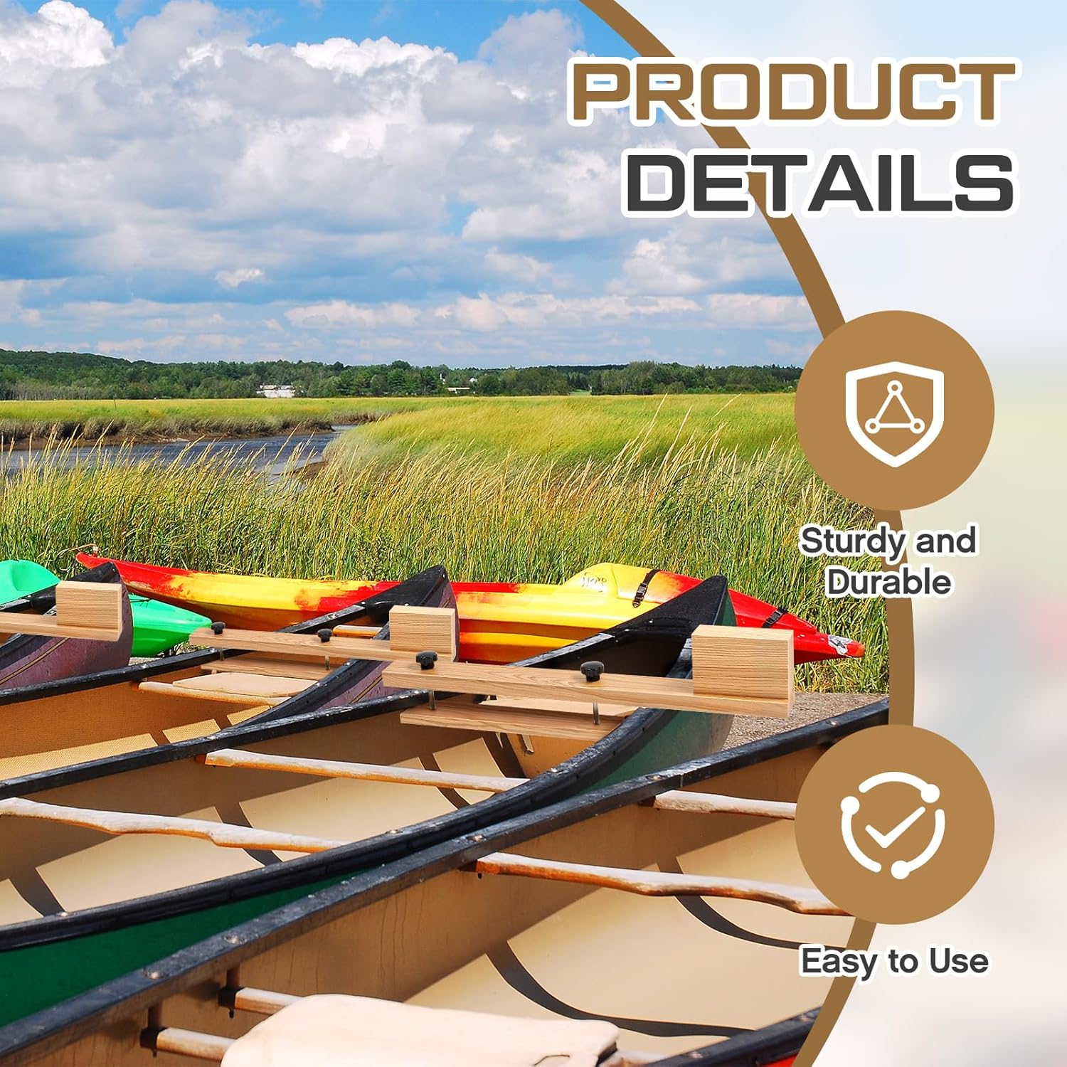 Canoe Trolling Motor Mount, Trolling Mount with Ash Wood Crossbar and Motor Block for Quick and Easy Kayak