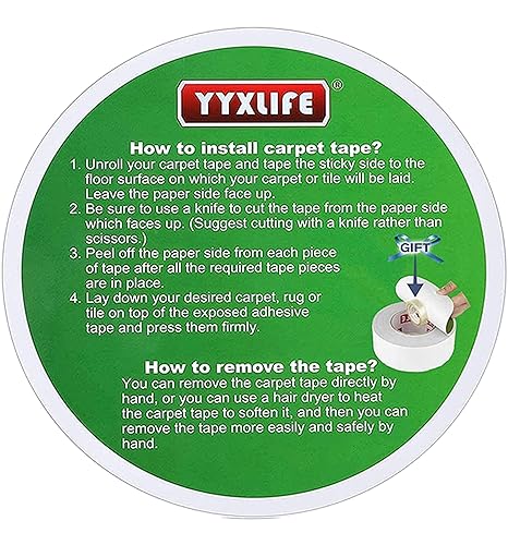 Miniatura 6 de YYXLIFE Cinta adhesiva de doble cara para alfombra, resistente, 2 pulgadas x 30 yardas, cinta adhesiva extraíble multiusos para alfombras de área,
