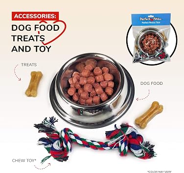Silver Bowl with Simulated Pet Food, Colorful Chew Toy for Lifelike Stuffed Interactive Pet, Dog Bones for Breathing Pets Perfect Petzzz