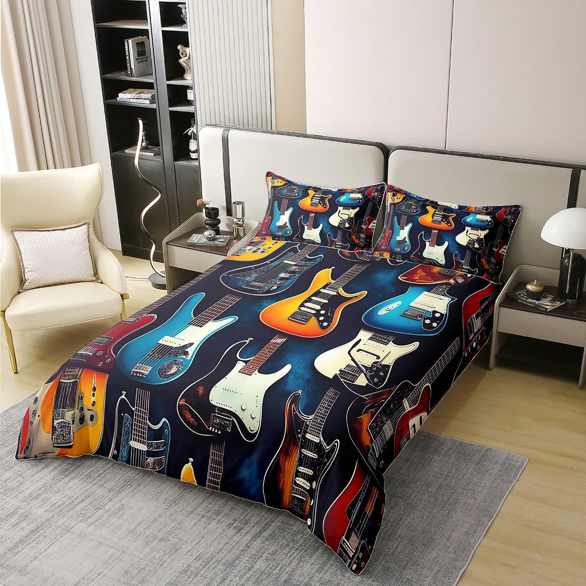 Housse de couette 135 x 200 cm - 100 % coton - Thème de musique moderne - Pour chambre à coucher de garçon - Inspiré du style hip pop - Avec 1 taie d'oreiller