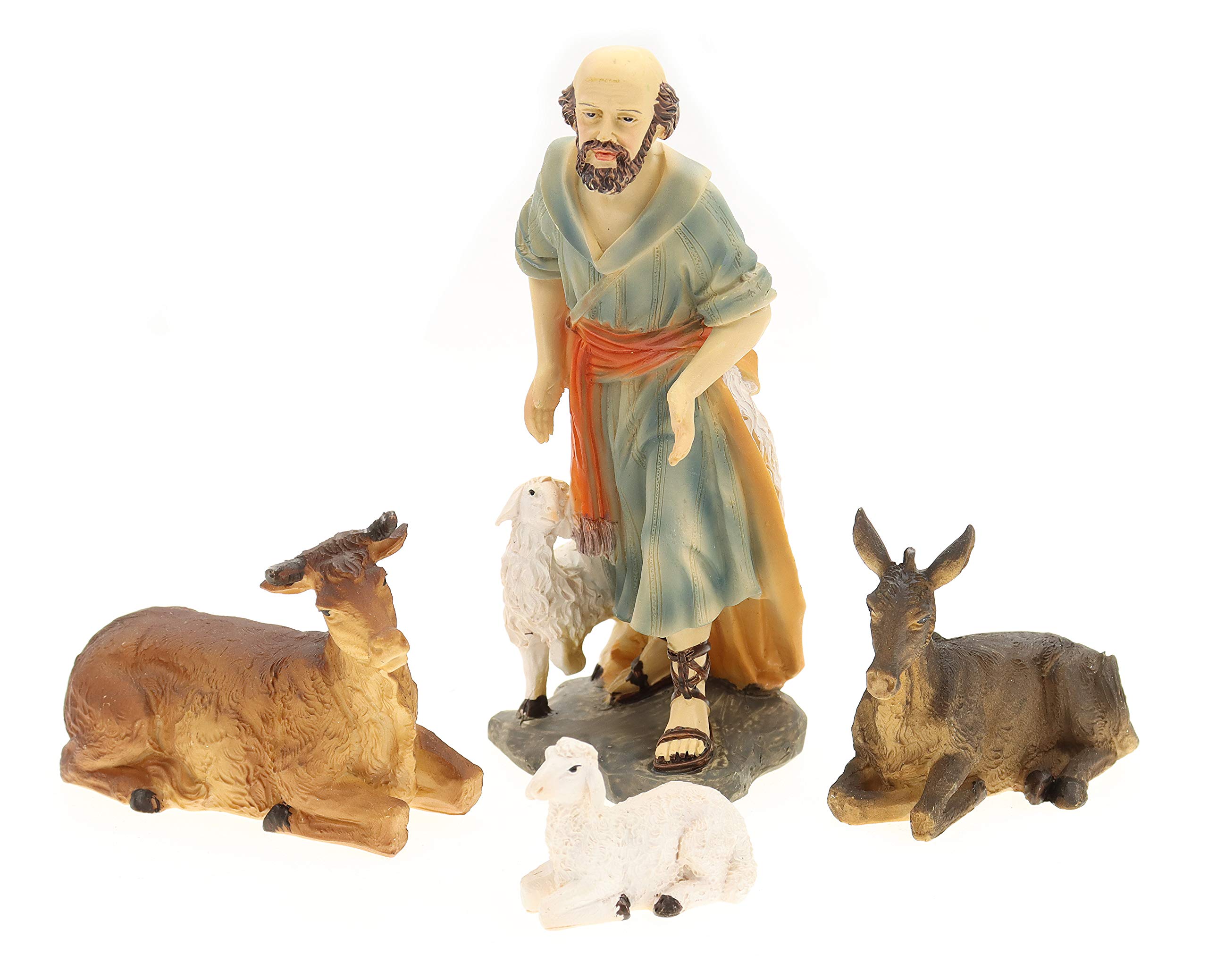 ELLUG Krippenfiguren Set 11tlg. heilige Familie, heilige DREI Könige, Engel & Hirte H.: 15cm