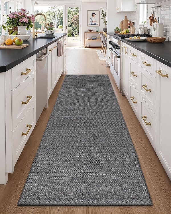 Color&Geometry Runner Rug 36"x96" Non Slip Rubber Hallway Rug,Light Grey by Color&Geometry - Used condition - Image 7