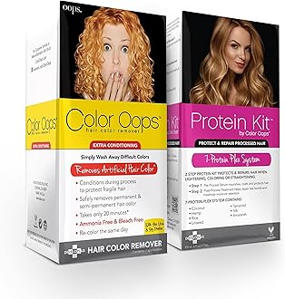 Color Oops Extra Conditioning Hair Color Remover and Protein Kit Bundle, Dye Remover Processes in 20 Minutes, Safely Removes Permanent & Semi-Permanent Dye, Protect & Repair Hair