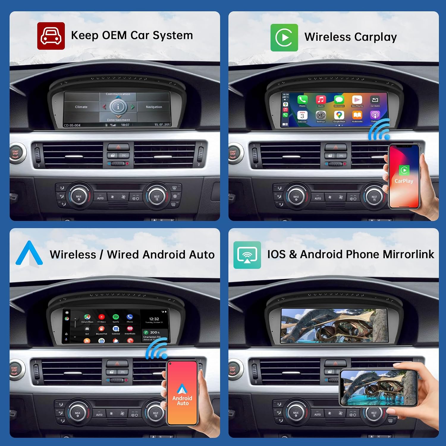 Road Top 8 9 дюйма автомобильный магнитофон с поддержкой CarPlay Android Auto MirrorLink GPS для BMW 3-й и 5-й серий с системой CCC E60 E61 E90 E91 E92 2005 2010 гг. автомобильный радиоприемник с сенсорным экраном