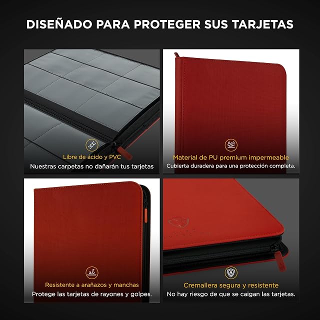 Foto 3 de 7 de Card Guardian - Carpeta premium de 9 bolsillos con cremallera para 360 tarjetas, bolsillos laterales de carga…