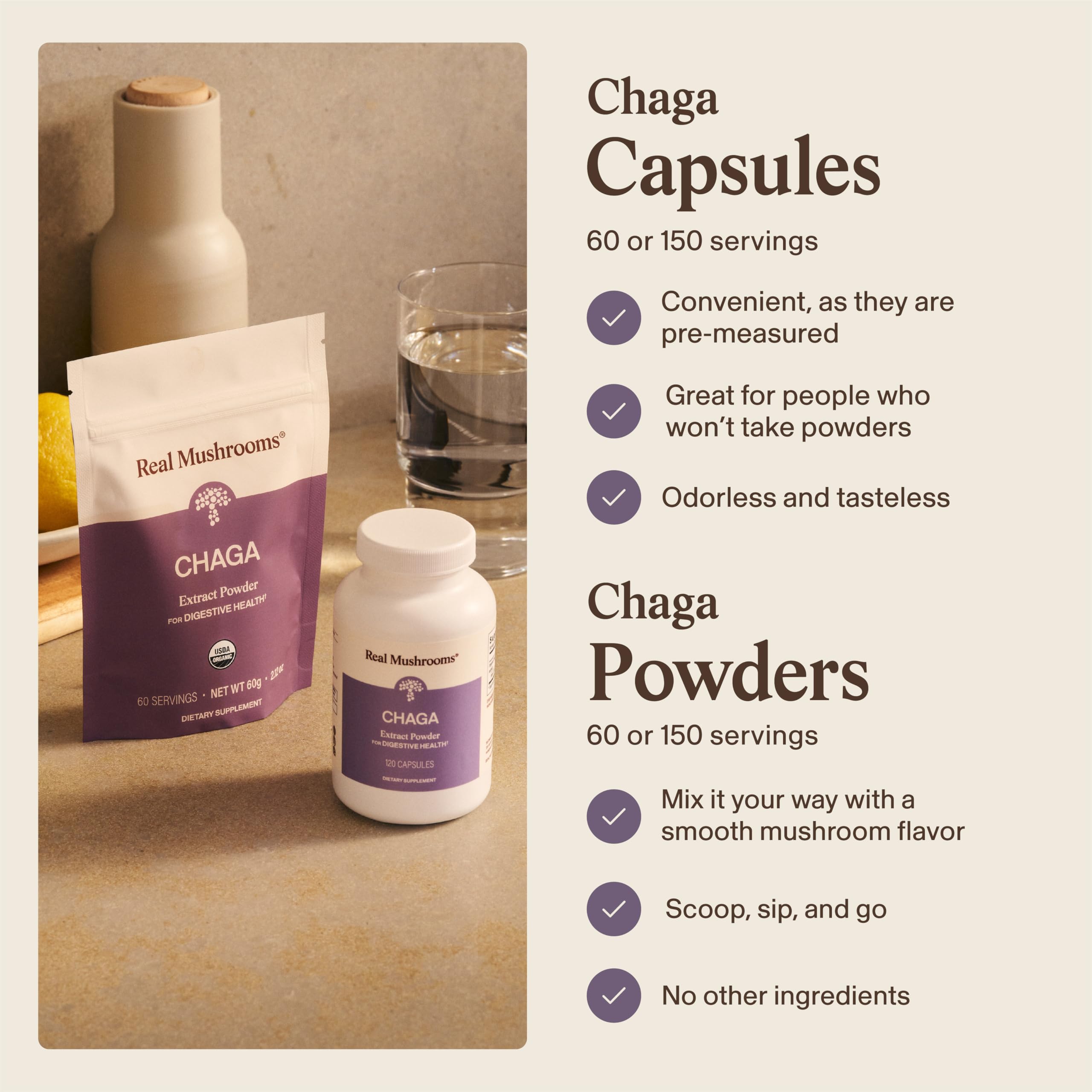 Real Mushrooms Organic Chaga Capsules for Energy and Wellness, 120ct — Amazon image 4